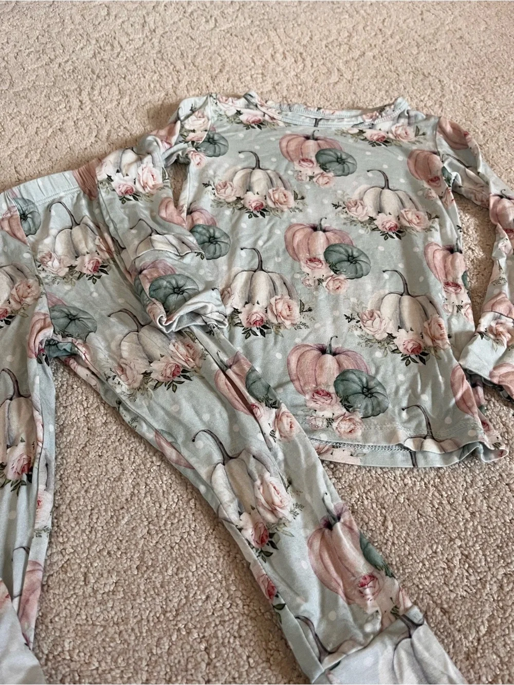 Posh Peanut Long Sleeve Pajama Set “Jackie” (girly pumpkin) Size 2T EUC